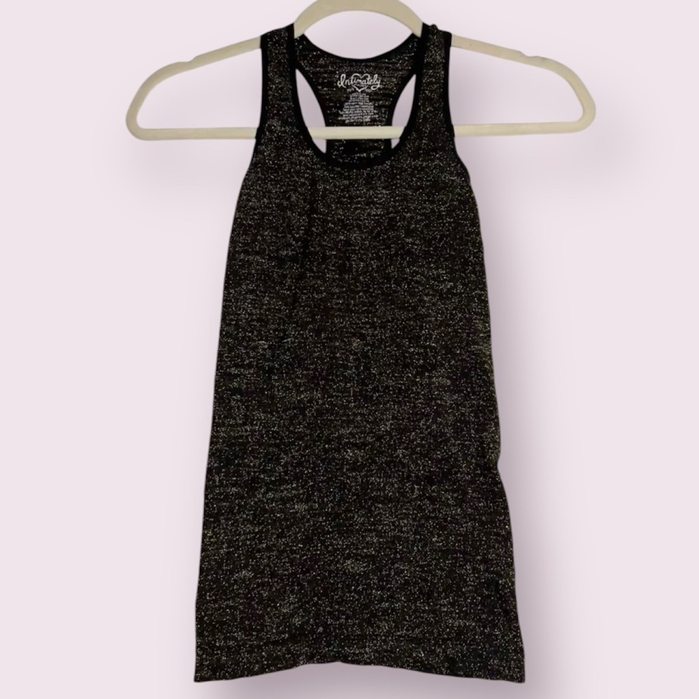 Intimately Free People Black and Gold Metallic Racerback Tank Top Small